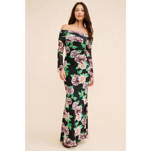 Anthropologie x AFRM - Theana Floral Off-Shoulder Maxi Dress